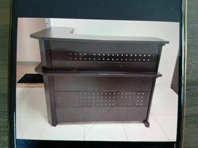 Balcão de recepção em MDF Preto 120 cm x 160 cm x 140 cm