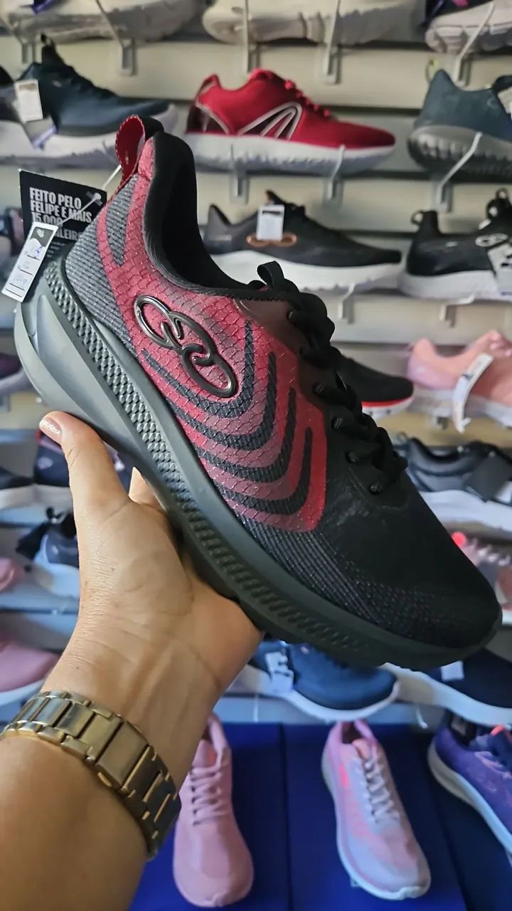 Tênis Olympikus Saturno Preto e Vermelho