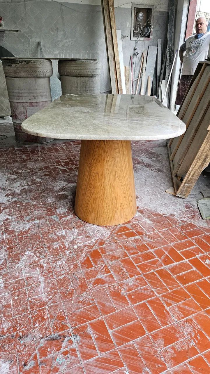Fabricamos base cone + tampo retangular 1.60x0.90 quartzo taj mahal - Foto 4