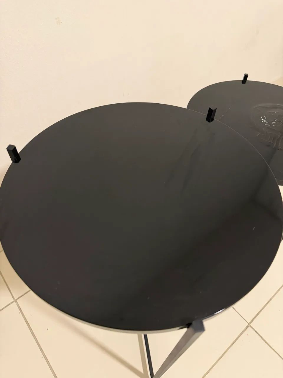 Round Corner Table, Metal + Black Wood (Set)64739713348097124