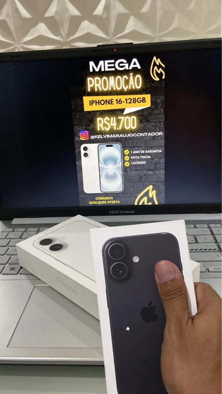 Iphone 16-128GB-PRETO (Lacrado e Nota)