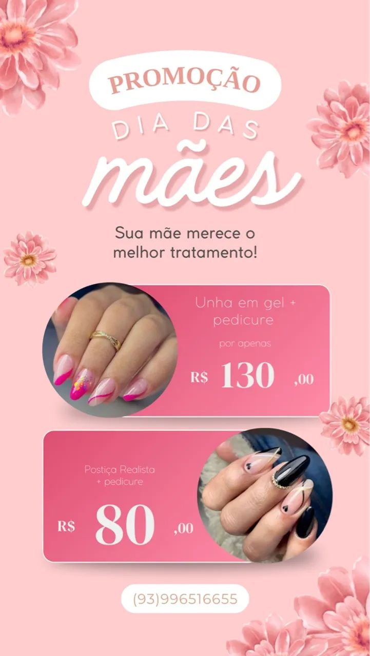 Promoção unha em gel + pedicure 130