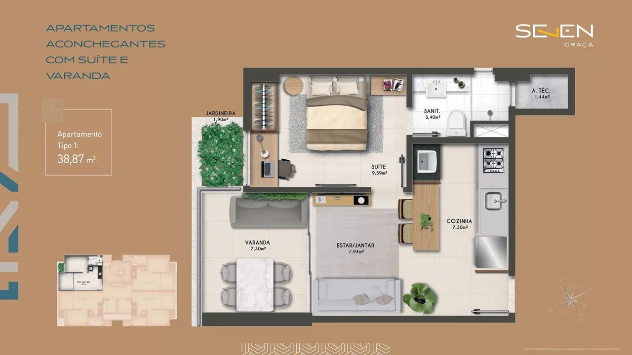 Seven Graça, Apartamento 1 Suíte, Distribuído Em 38M² E 1 Vaga De Garagem Na Graça. 11A7BE - Foto 5