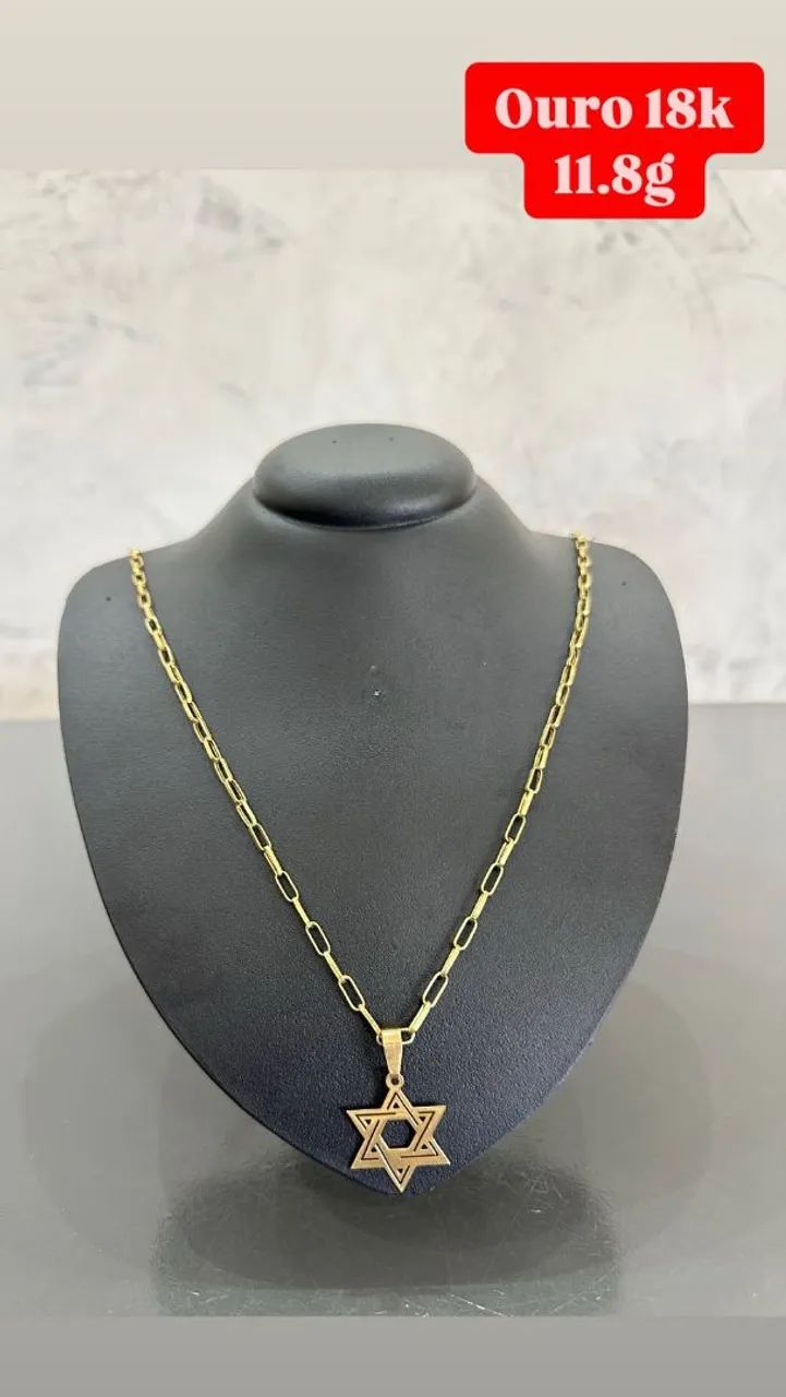 Colar de ouro 18k com estrela de Davi-11.8 gramas 70cm