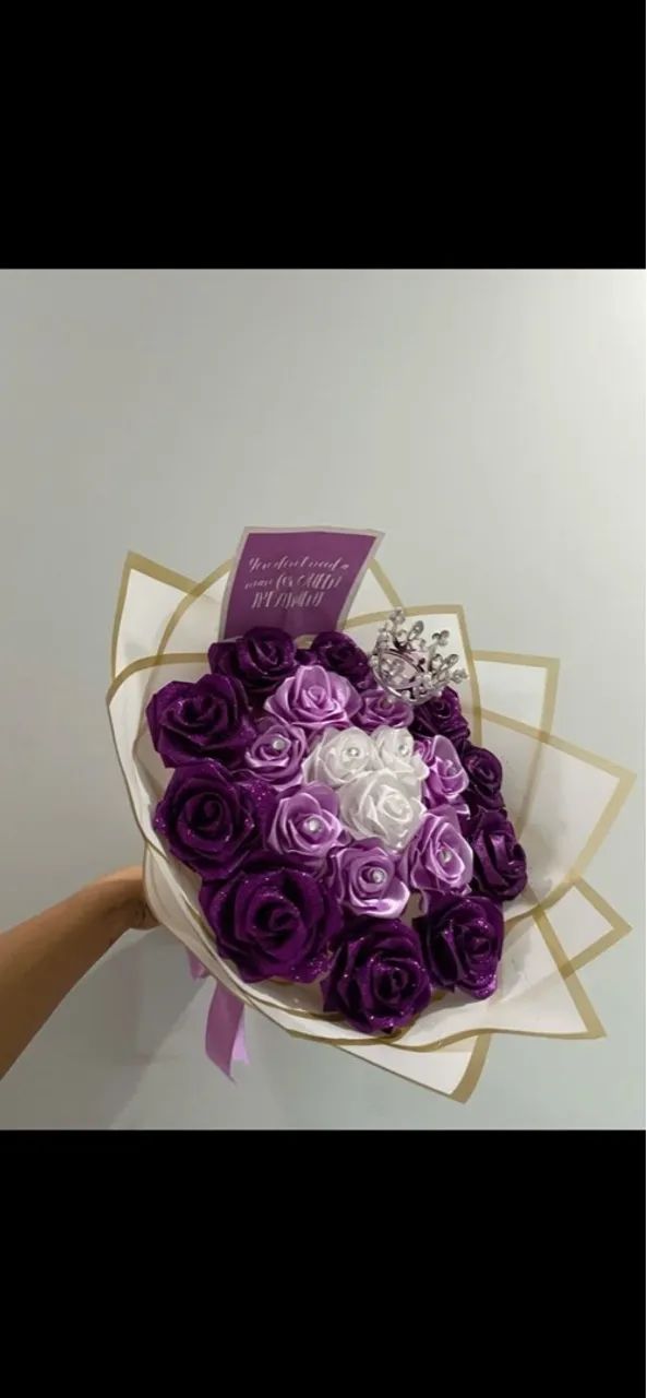 buquê de rosas de cetim 
