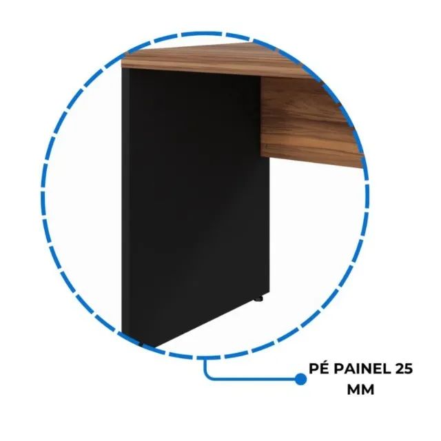 Estação de Trabalho Dupla 1,20x1,35m 2 Lugares s/ Gavetas c/ Tomada Nogal Sevilha 63085 - Foto 4