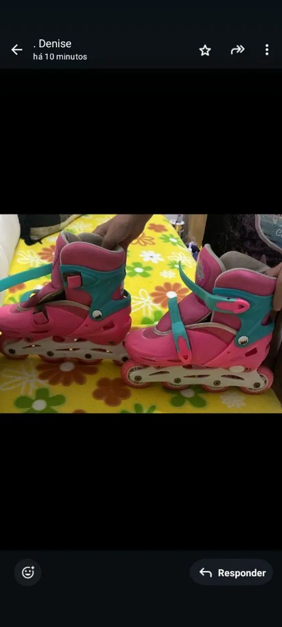 Patins Infantil - Rosa e Azul - Tamanho 33 - Foto 2
