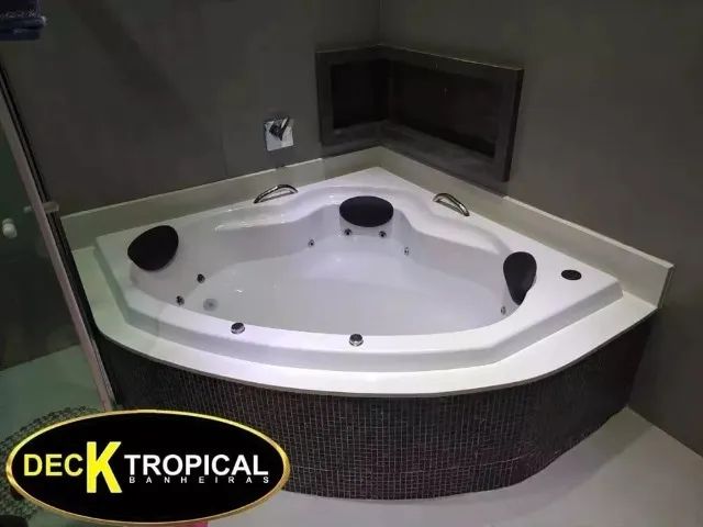 Banheira Canto Dupla Teresópolis Hidromassagem 1.35x0.50 Branco - Foto 5