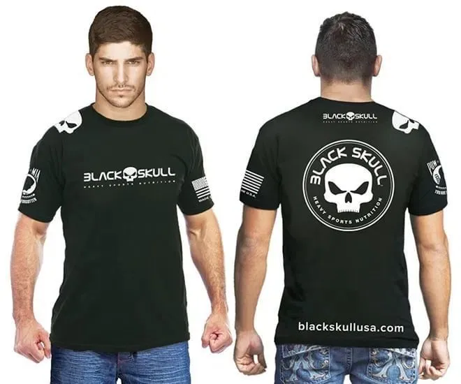 Camiseta Black Skull - Raglan. Preta & Azul do M ao GG. 