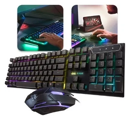 Kit Gamer Teclado Semi Mecânico Luminoso Abnt2 Mouse Pc Usb