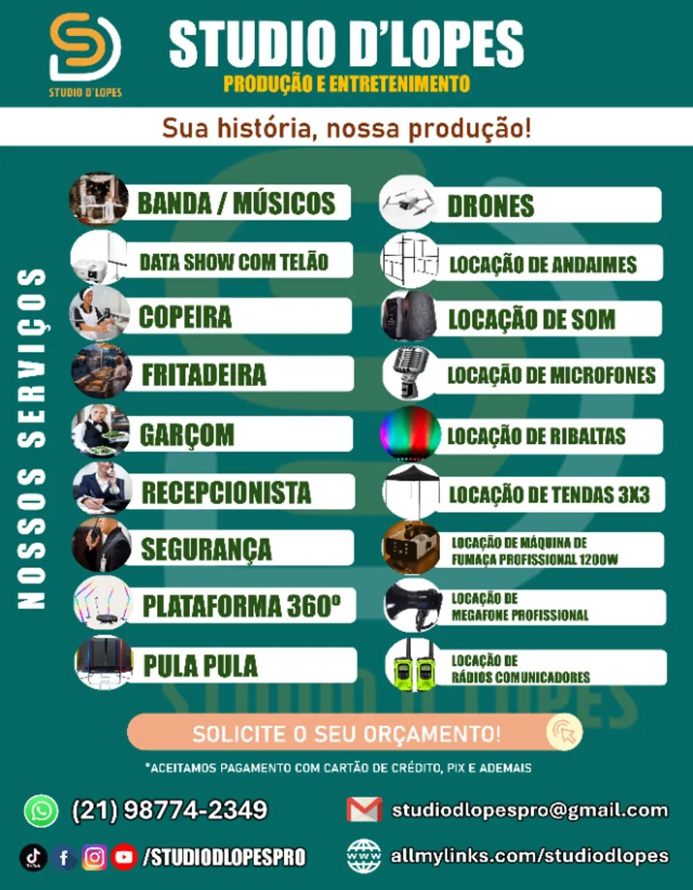 Locação / Serviços para eventos - STUDIO D'LOPES 