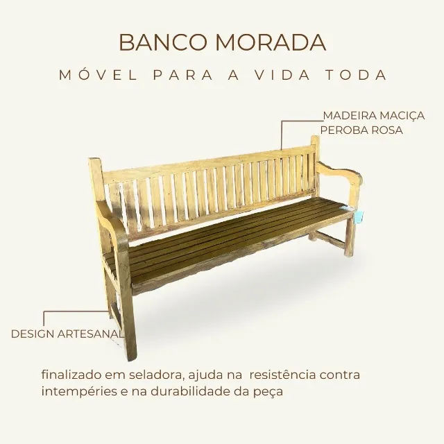 Banco morada madeira maciça peroba rosa
