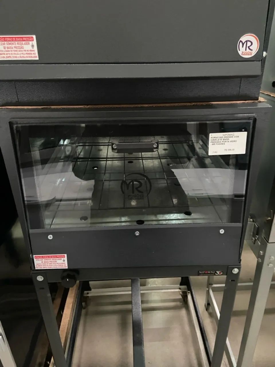 FORNO INDUSTRIAL GRANDE COM CAVALETE BAIXA PRESSÃO PORTA VIDRO - MR FOGÕES 