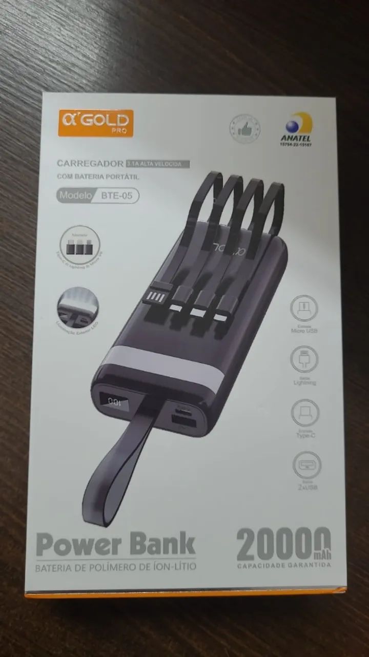 CARREGADOR PORTATIL DE 20000mah
