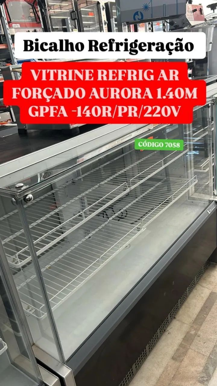 VITRINE REFRIG AR FORÇADO AURORRA 1.40M NOVA