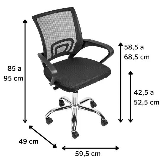 Cadeira de Escritório Mesh 3310 Preta com Rodinhas - Foto 4