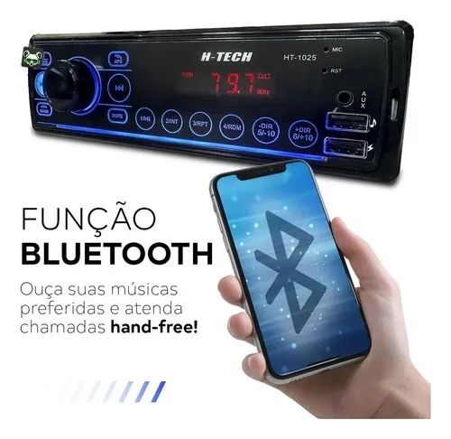 Aparelho de Som Veicular com Bluetooth, Rádio, USB e Micro SD