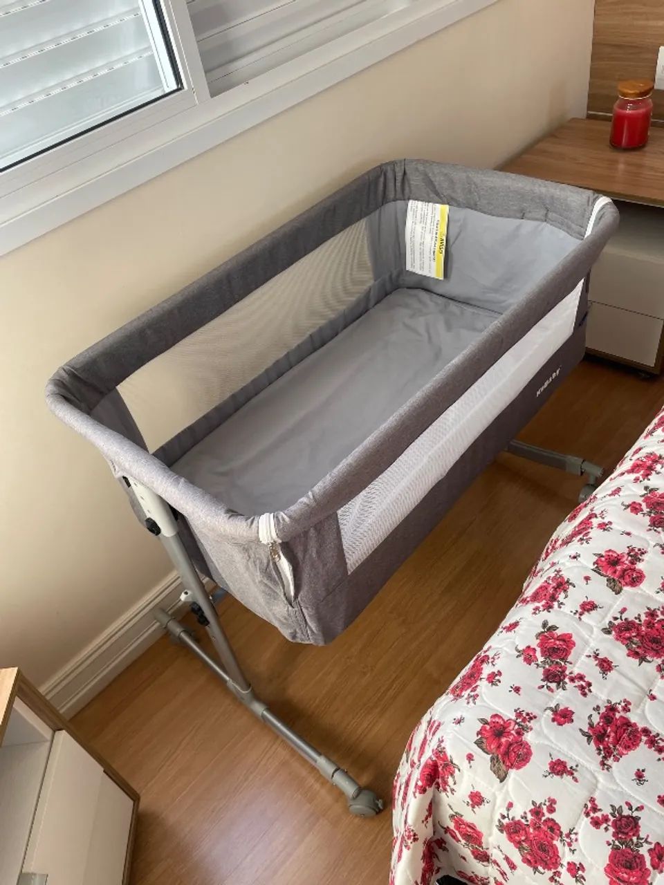 Berço Portátil  Moisés Co-bed Acopla na Cama Cinza Kababy - Foto 2