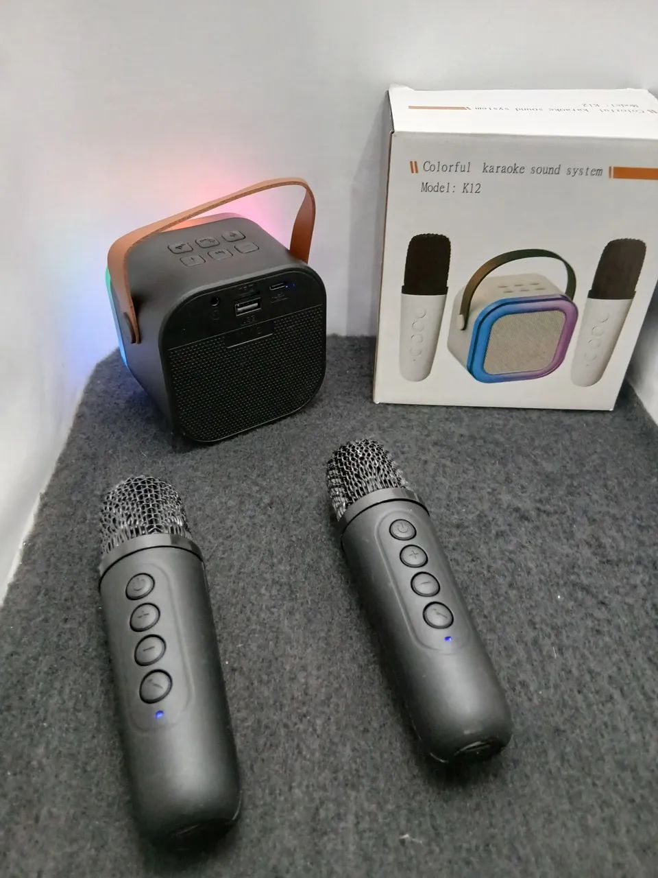 CAIXINHA DE SOM BLUETOOTH K12 RGB LED 2 MICROFONES. * NOVA * - Foto 5