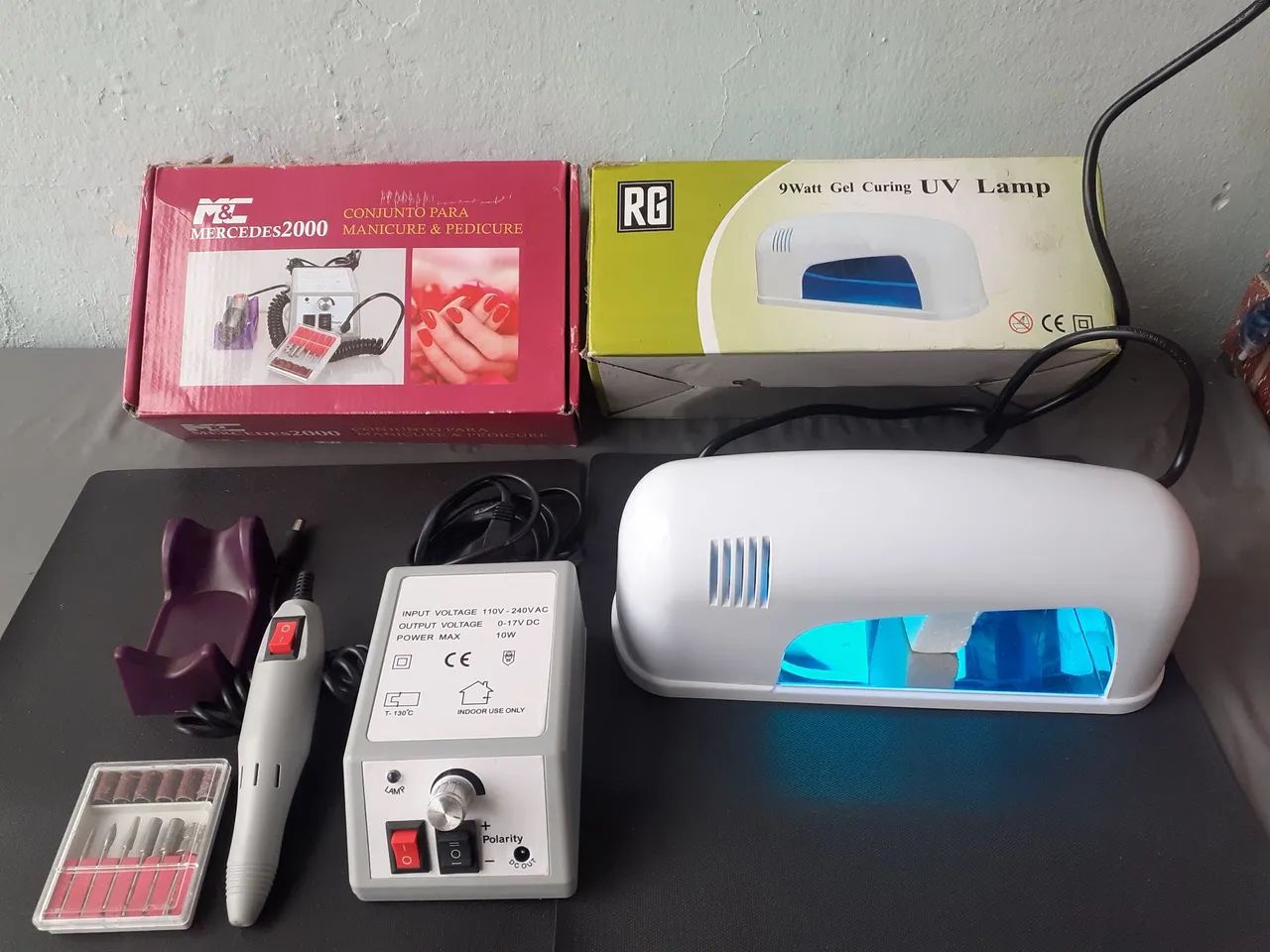 Kit manicure lixa e lampada UV