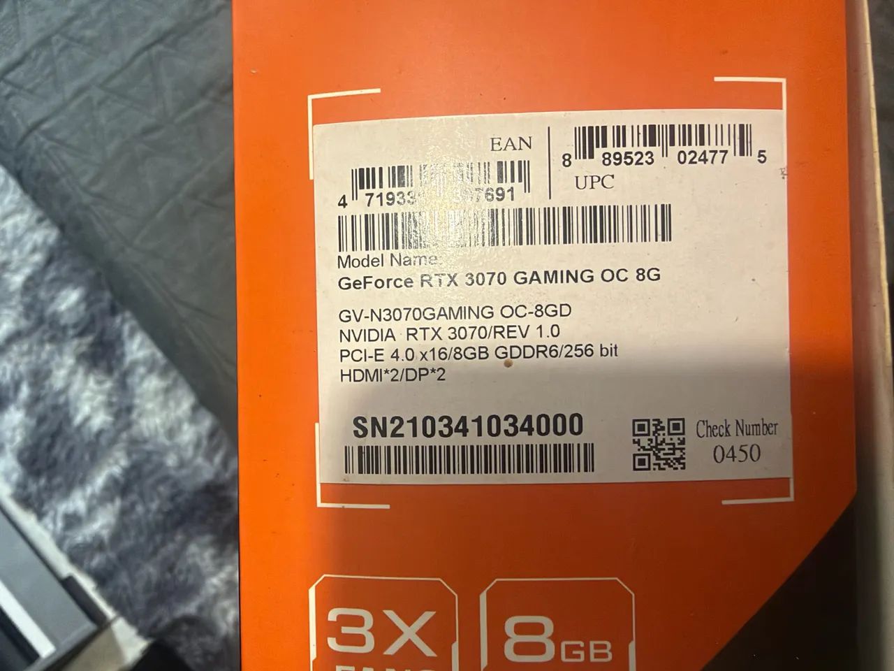 RTX 3070 8gb com caixa