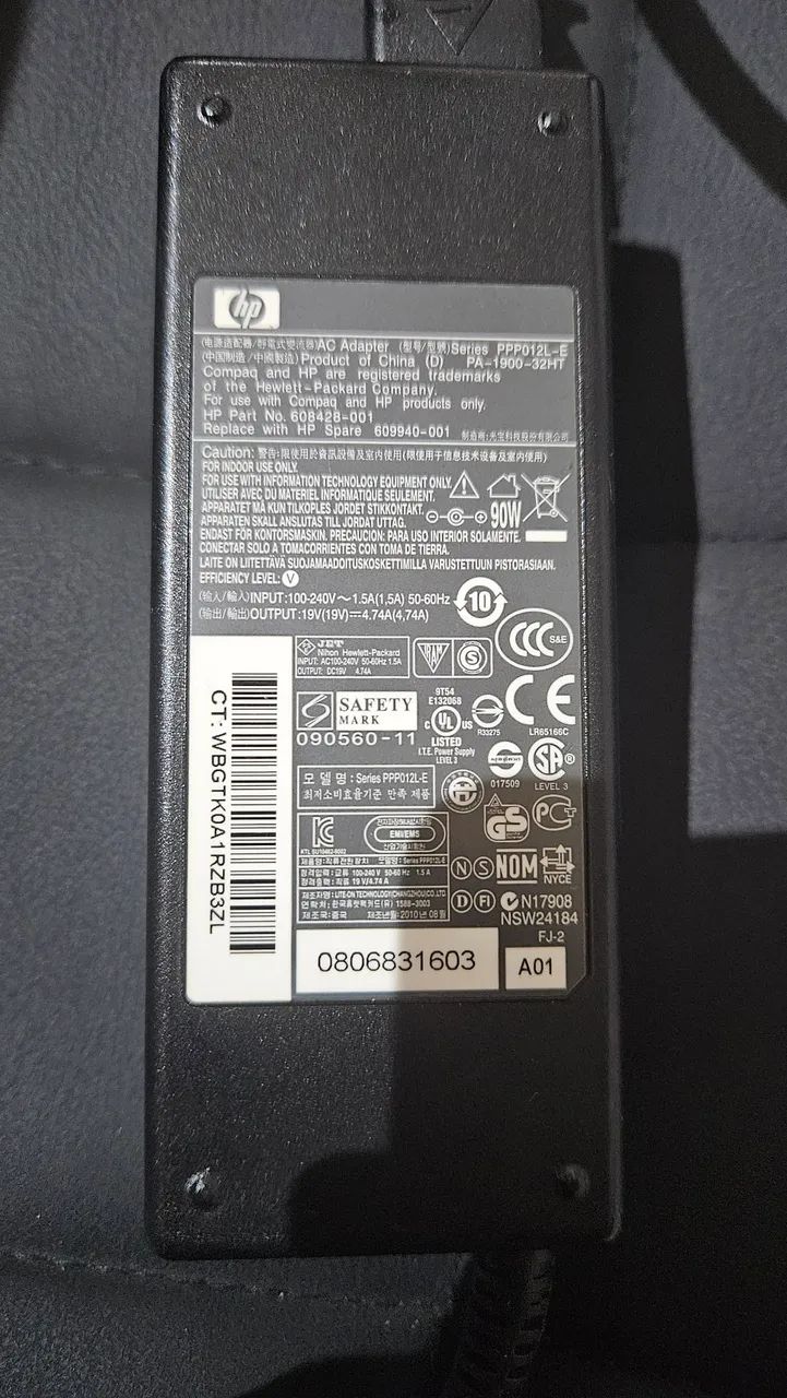 Carregador notebook hp 90w