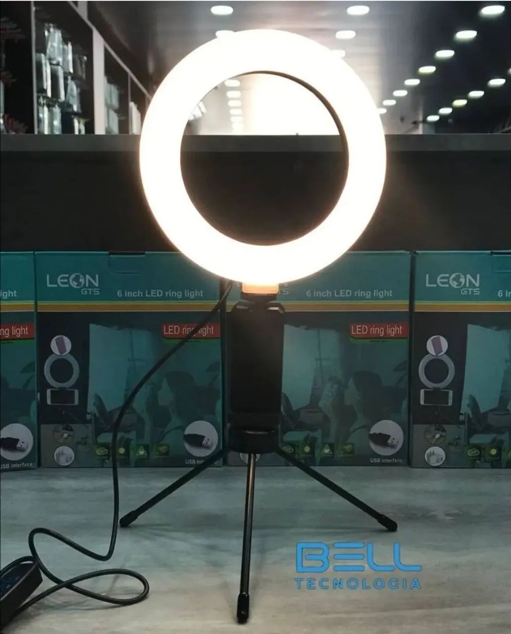 Ring Light com suporte de celular 