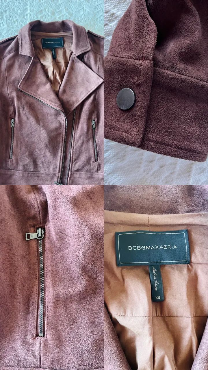 jaqueta biker bcbgmaxazria marrom suede | importada | nova - Foto 4