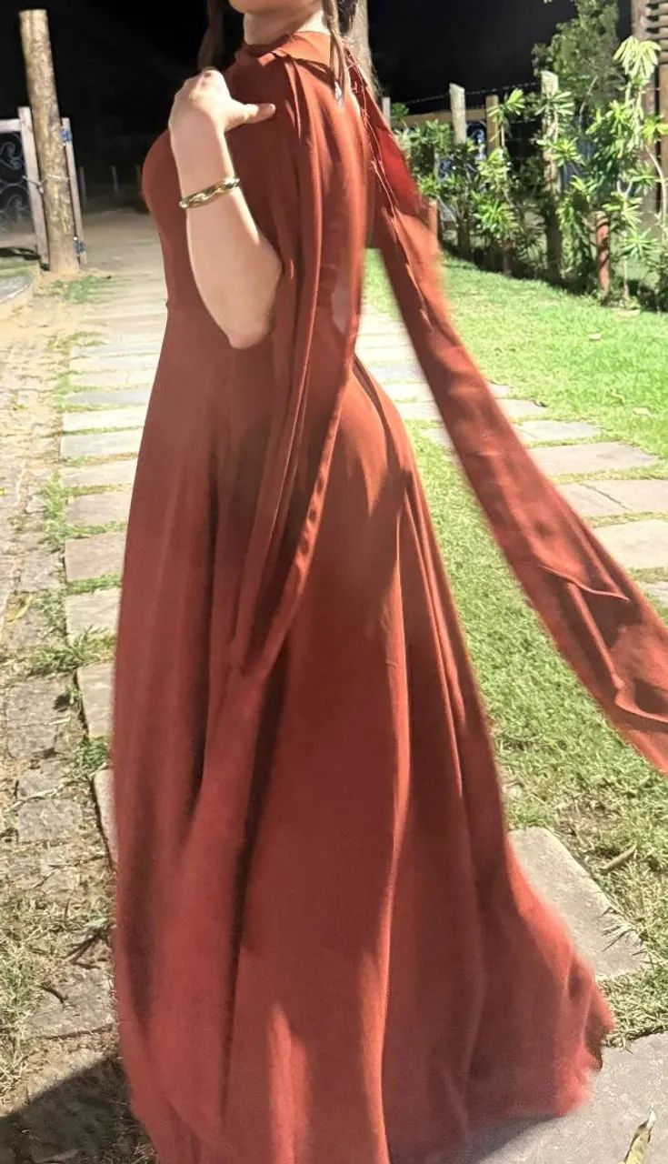 Vestido Longo Terracota - tamanho M - Foto 4