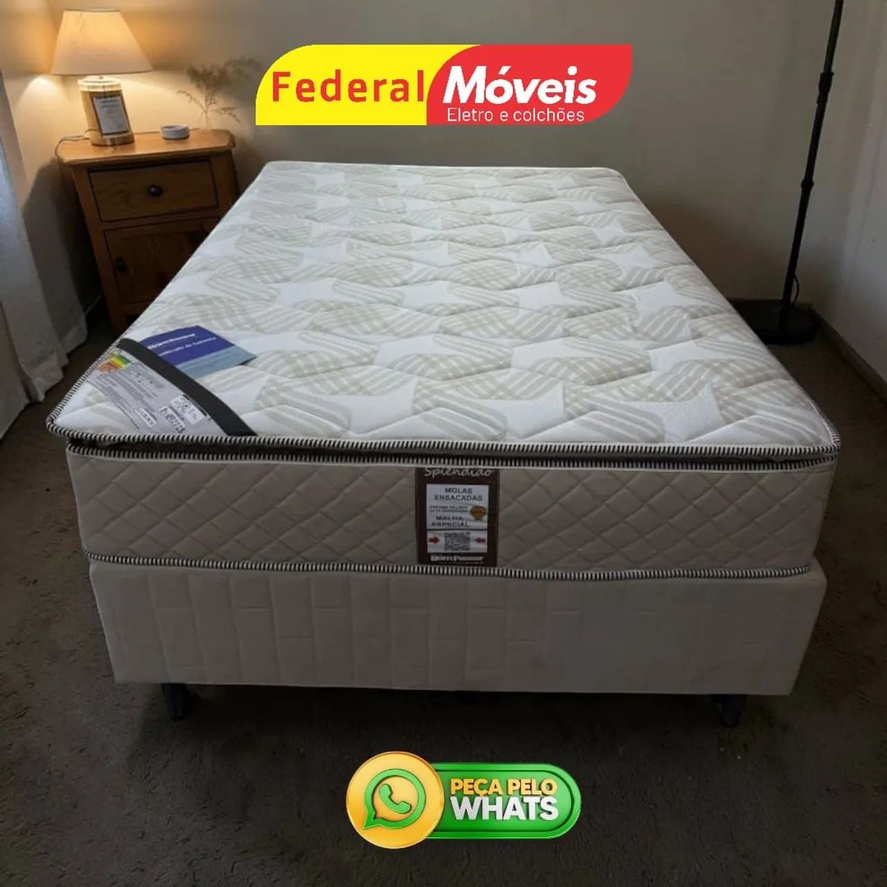 Cama Box Solteiro Colchão 32cm altura e Base 88cm Bom Pastor 