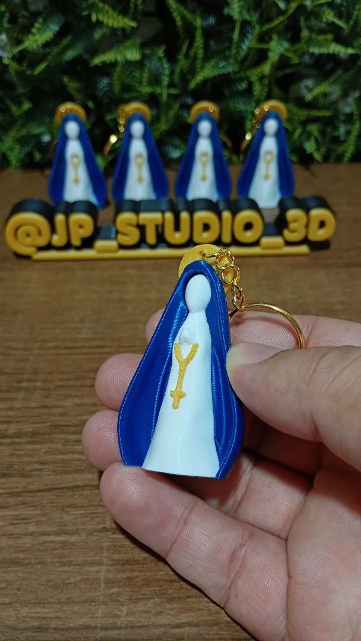 Kit 5 Chaveiros Azul/Branco de NSA. Senhora - Foto 3