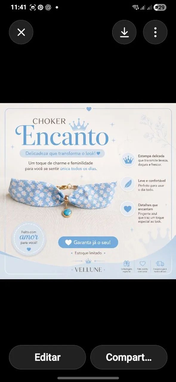 Choker em Tecido leve - Foto 2