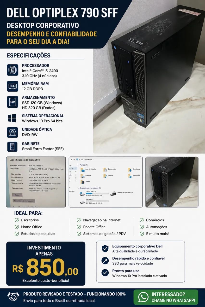 Dell OptiPlex 790 SFF | Intel Core i5 | 12GB RAM | SSD + HD