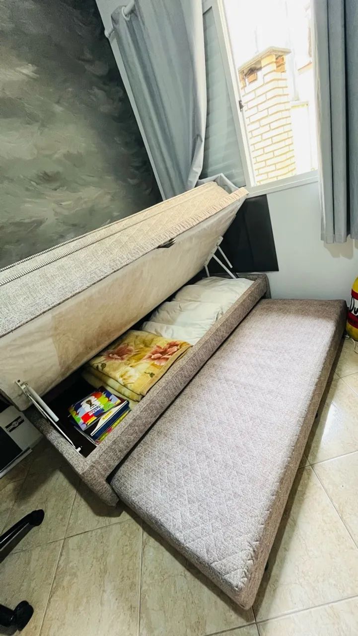 Cama Box Baú Solteiro com Colchão e Cama Auxiliar - Foto 4