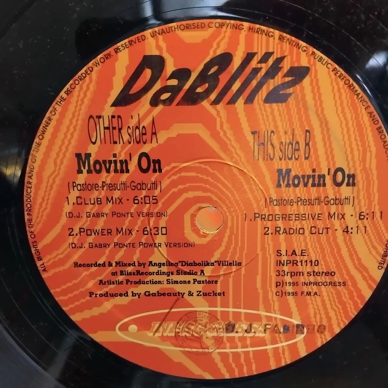 Disco de Vinil 12 polegadas Dance Da Blitz - Movin' on Eurodance anos 90 - Foto 4