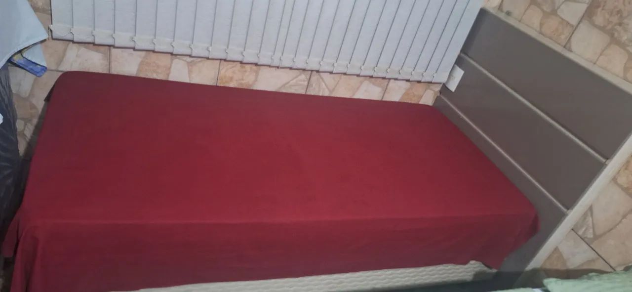 Cama Box Solteiro Completa (Colchão + Base Box + Cabeceira com Tomada)
