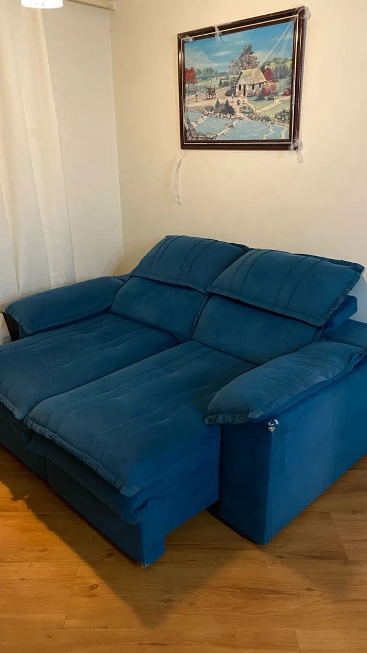 Sofá retrátil Azul - Foto 4