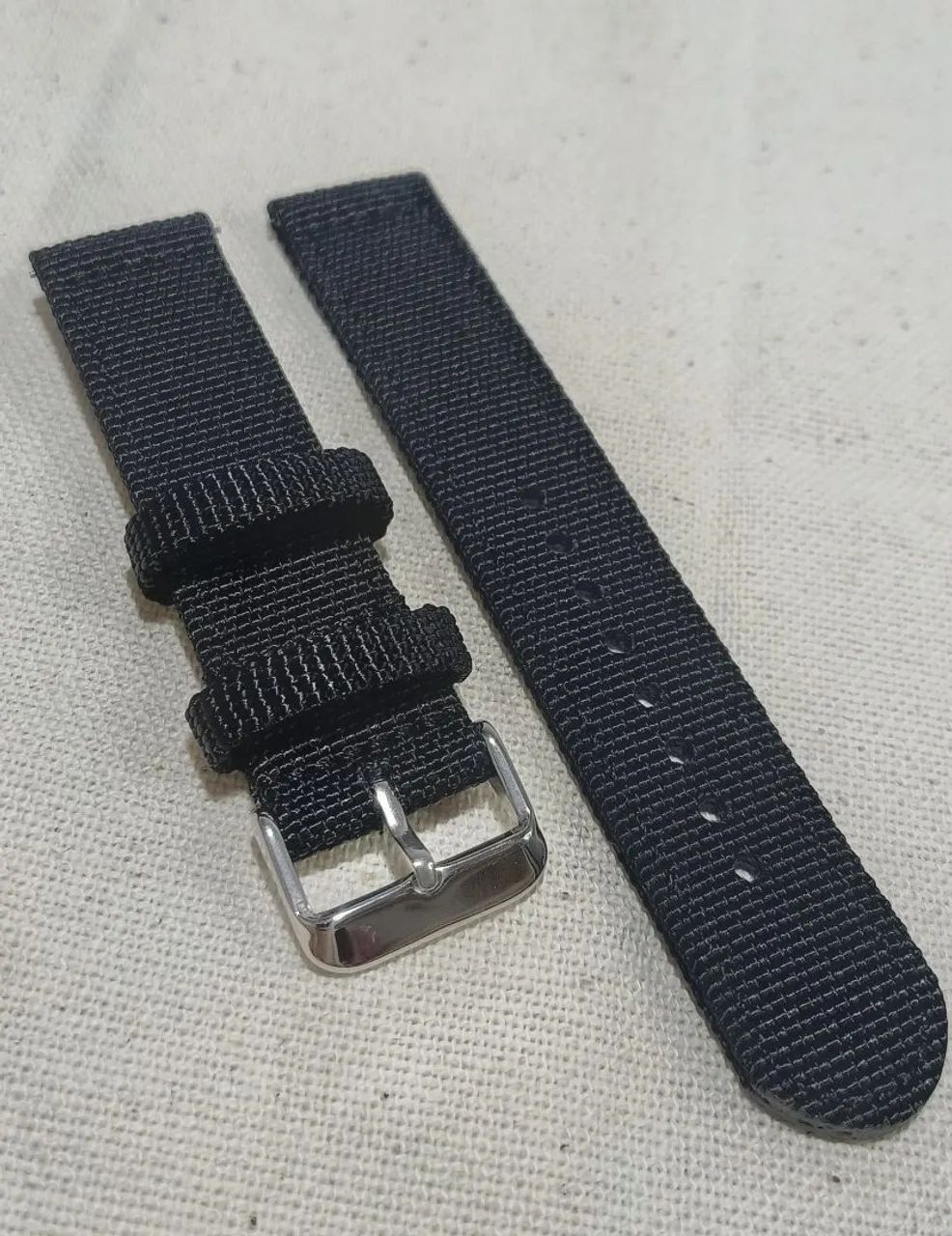 Pulseira relógio de nylon 20mm - militar - preta. - Foto 2