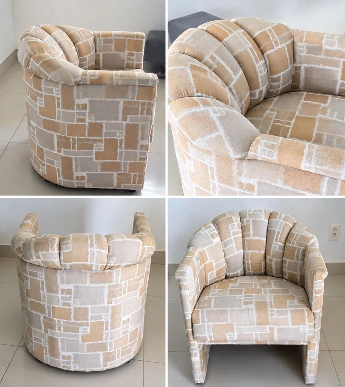 Poltrona decorativa em tecido de algodão, excelente estado. - Foto 5