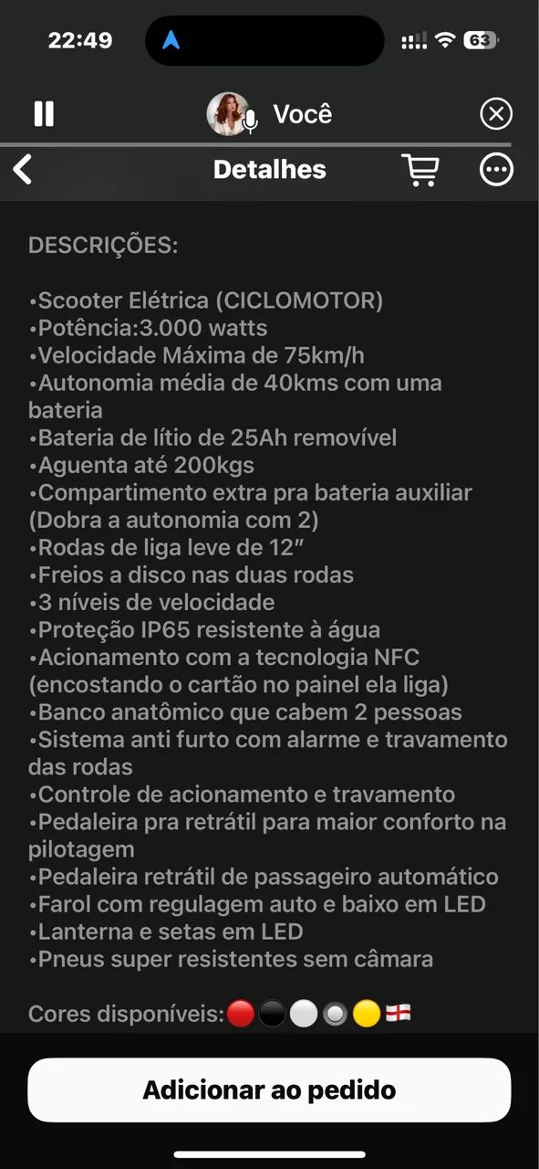 Scooter elétrica 3000w  - Foto 3
