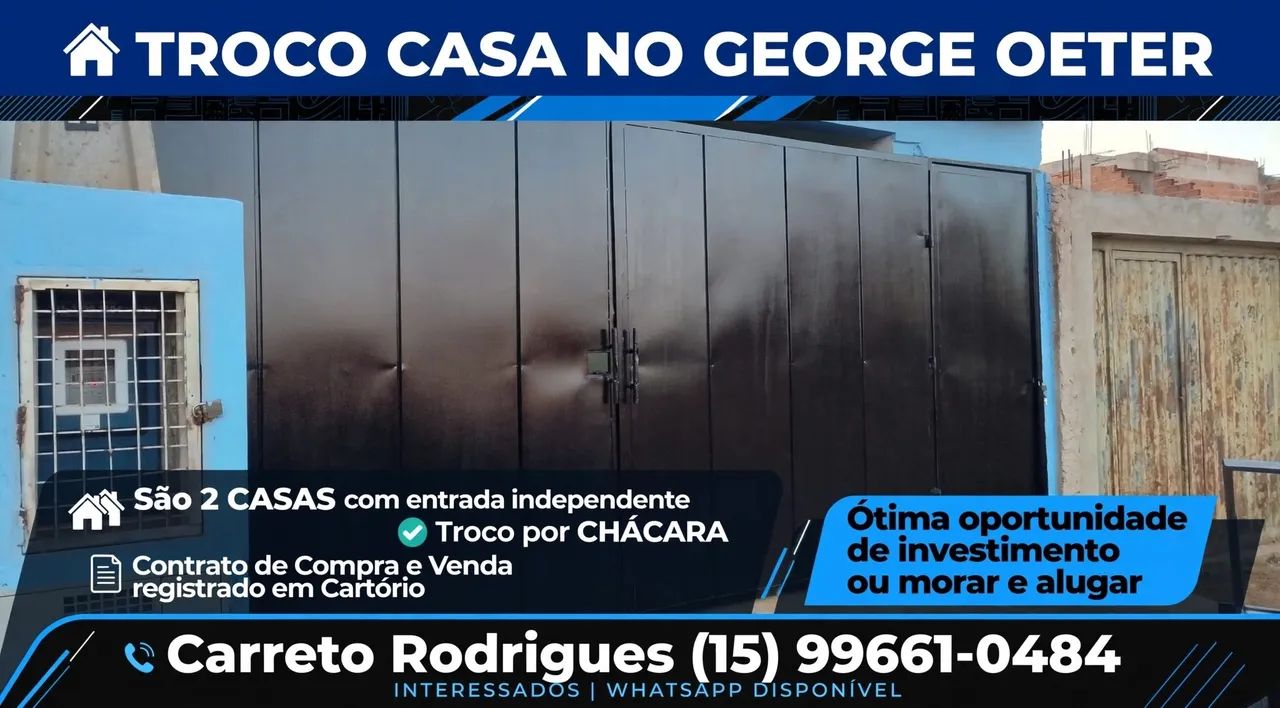 Troco casa por chácara.