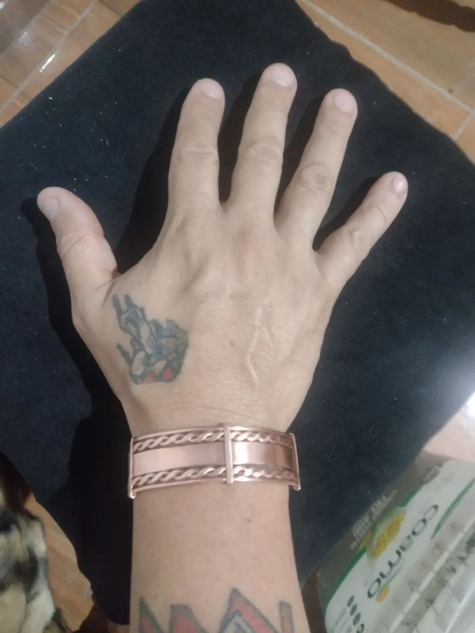 Pulseira de cobre natural artesanal ajustável  - Foto 4