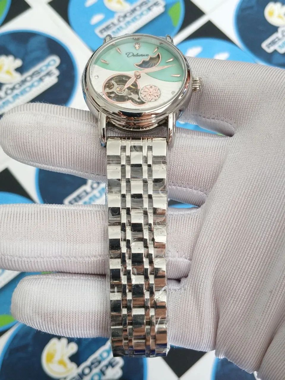 RELÓGIO FEMININO AUTOMÁTICO FUNDO AZUL  - Foto 2