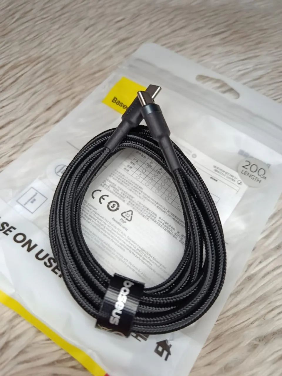 Cabo Original Baseus Tipo C pra Tipo C 2 Metros 60w - Foto 3