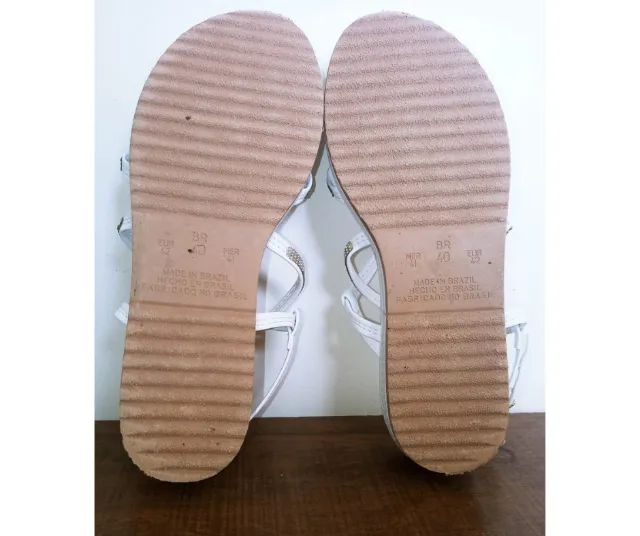 Sandália branca platform com strass n40 - Foto 4