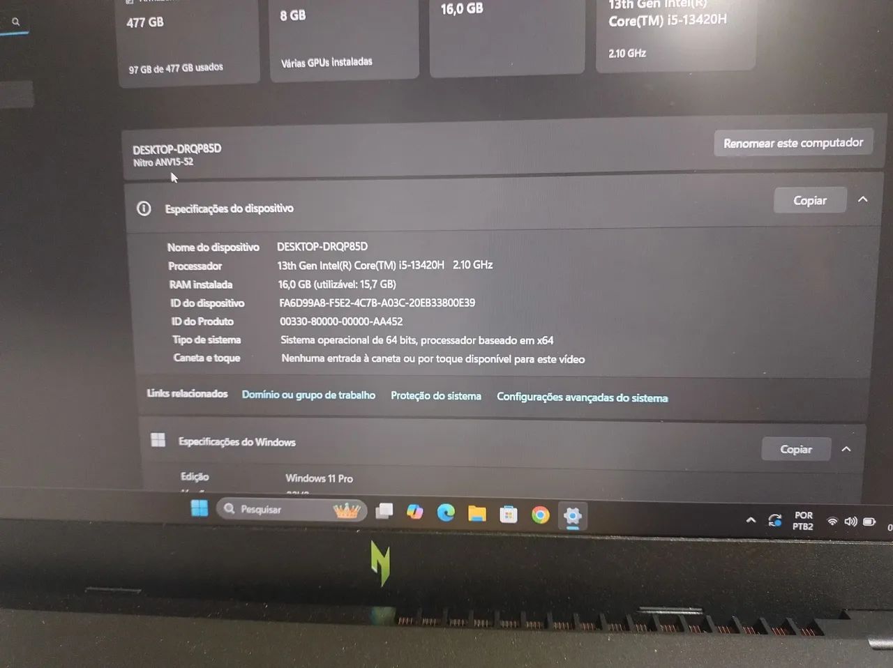 Notebook Gamer Acer Nitro V15 RTX 4060 - Foto 4