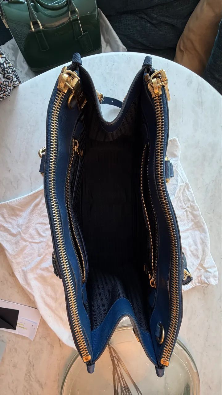 Bolsa Prada Saffiano Lux Azul - Original  - Foto 5