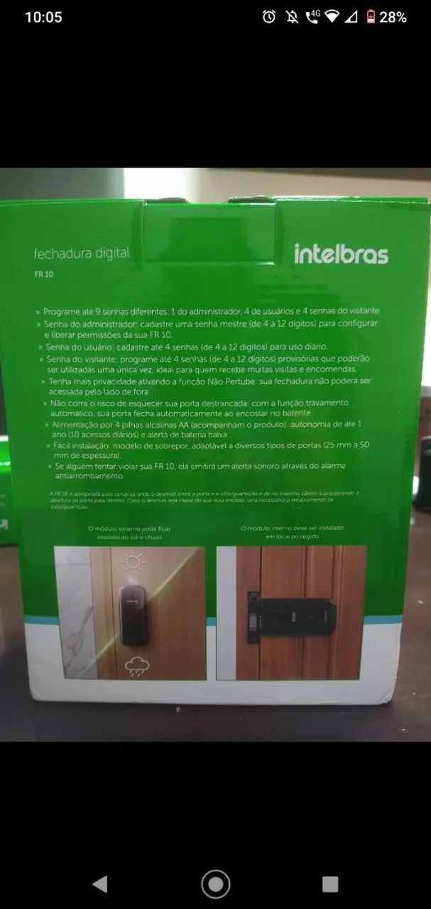 Fechadura Digital de Sobrepor com Senha FR 10 Preto Intelbras - Foto 2