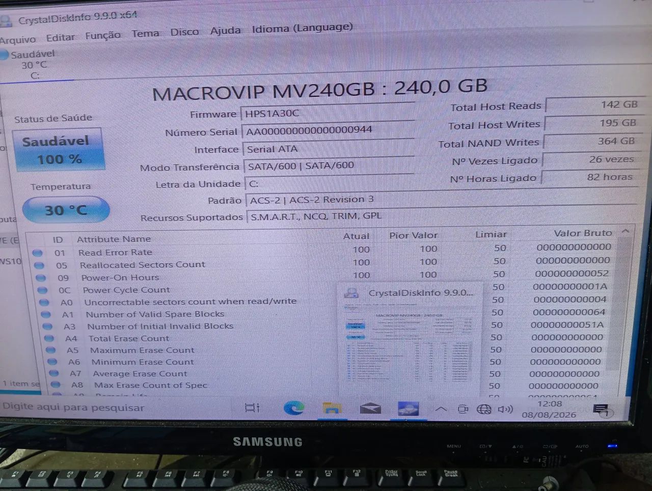 SSD 240GB MACROVIP SATA III 100% SAUDÁVEL - Foto 4