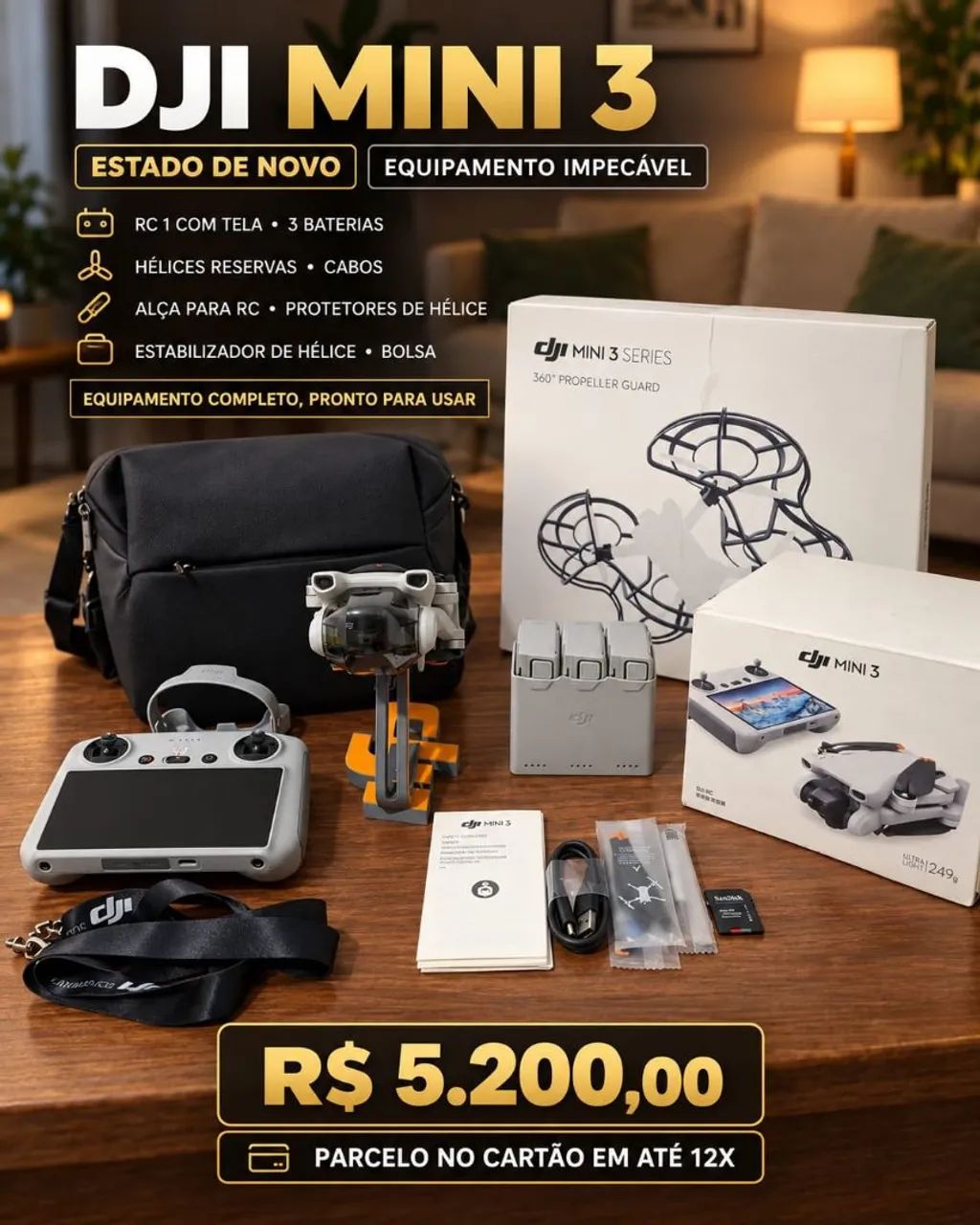 DJI mini 3 combo fly more RC com tela